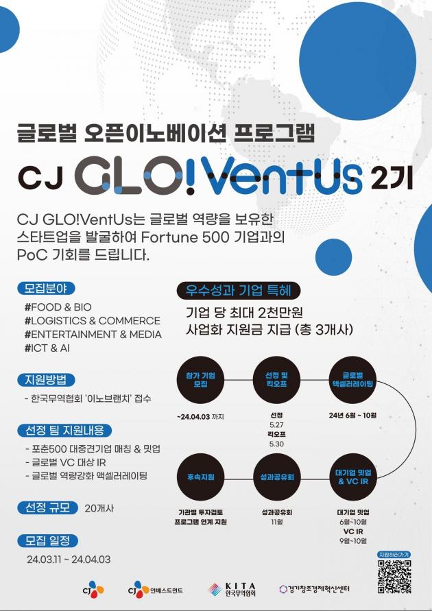 CJ GLO!VentUs 2기 모집 포스터(CJ 제공).